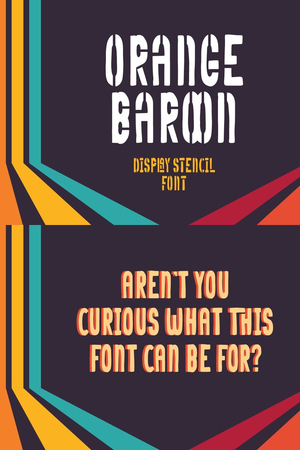 Orange Baroon - Stencil Display Font pinterest preview image.