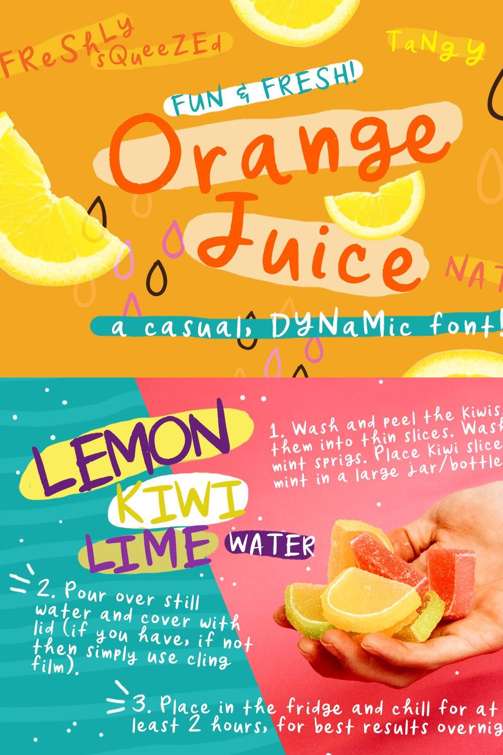 Orange Juice Font pinterest preview image.