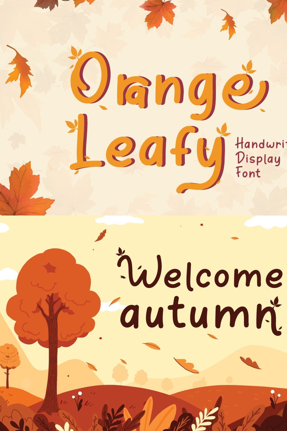 Orange Leafy - Autumn Display Font pinterest preview image.