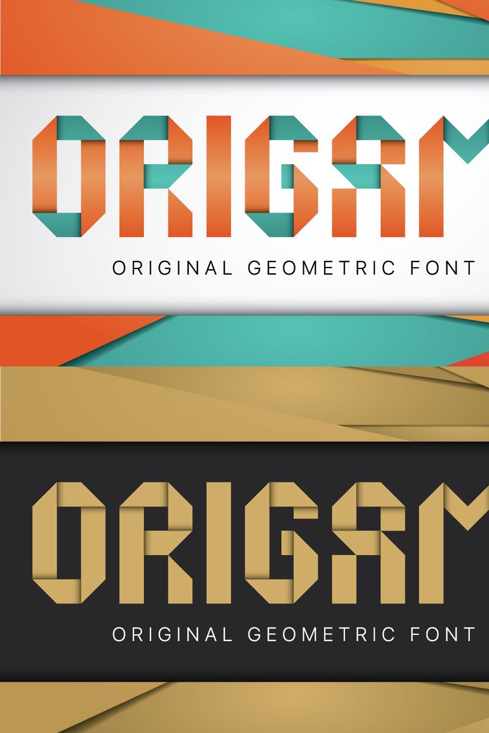 Origami geometric typeface pinterest preview image.