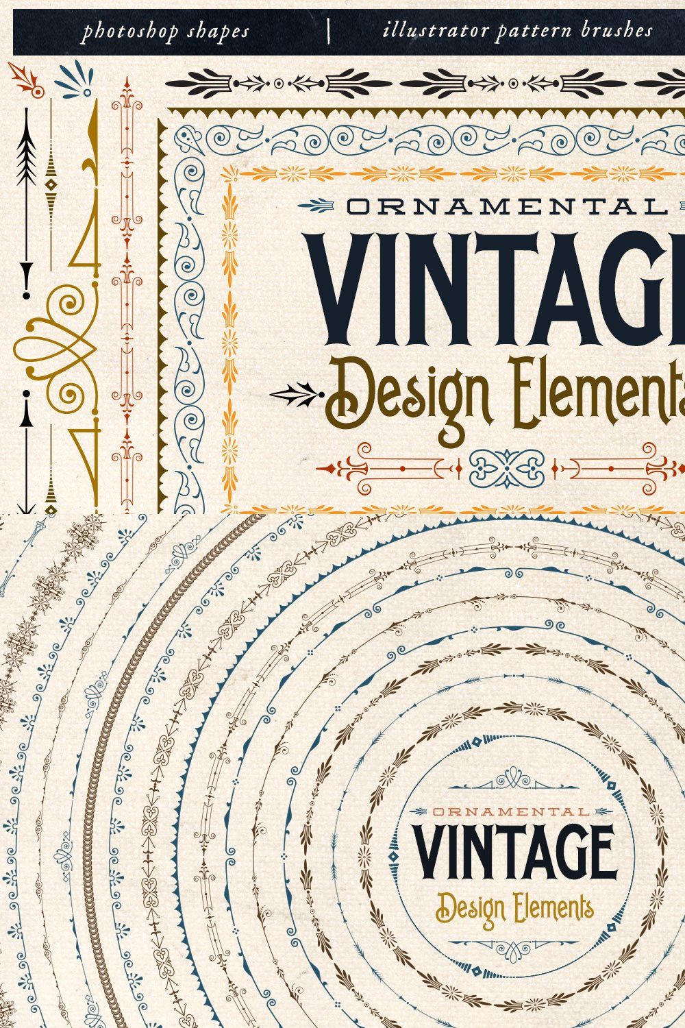 Ornamental Vintage Design Elements pinterest preview image.