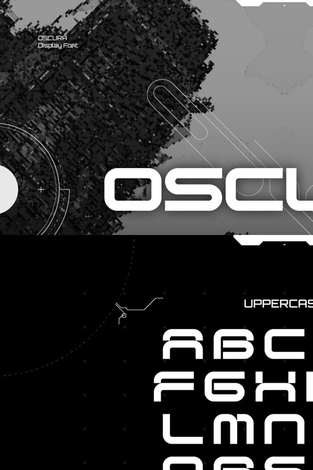 OSCURA - Futuristic Display Font pinterest preview image.