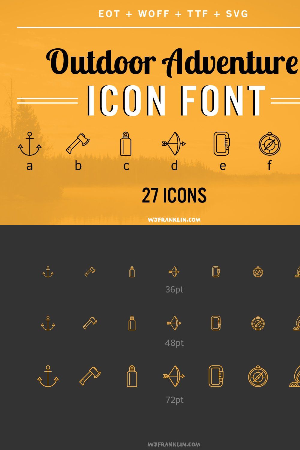 Outdoor Adventure Icon Font pinterest preview image.