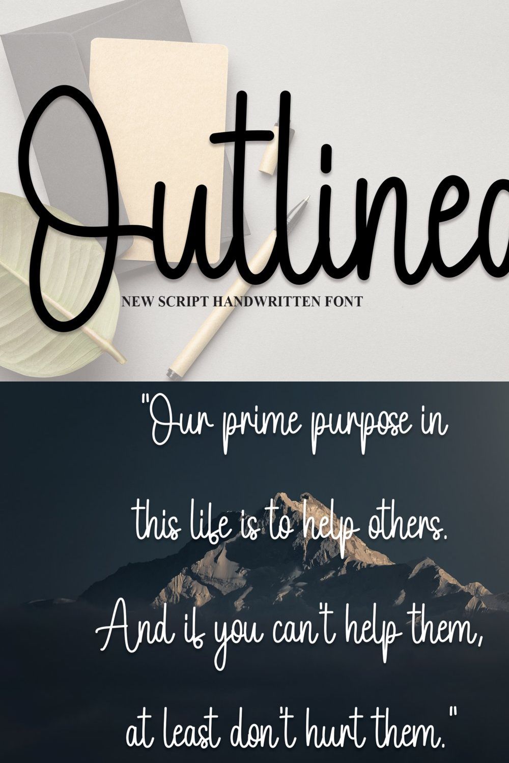 Outlined | Script Font pinterest preview image.