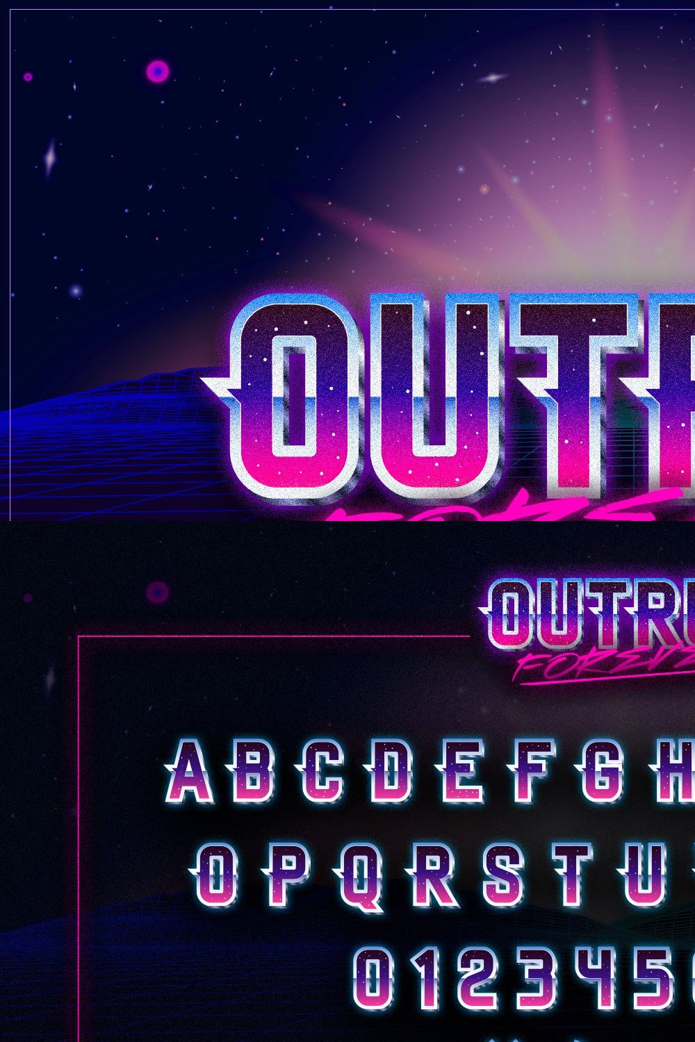 Outrun Forever – 2 in 1 Font Pack pinterest preview image.