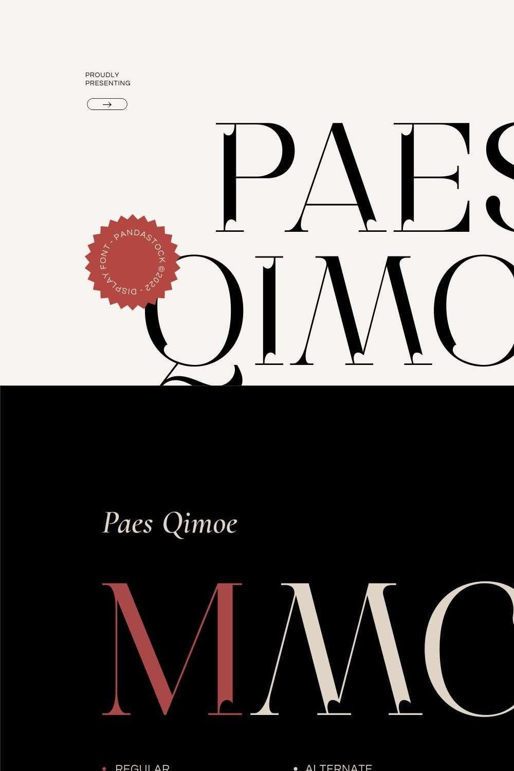 Paes Qimoe - Aesthetic Display Font pinterest preview image.