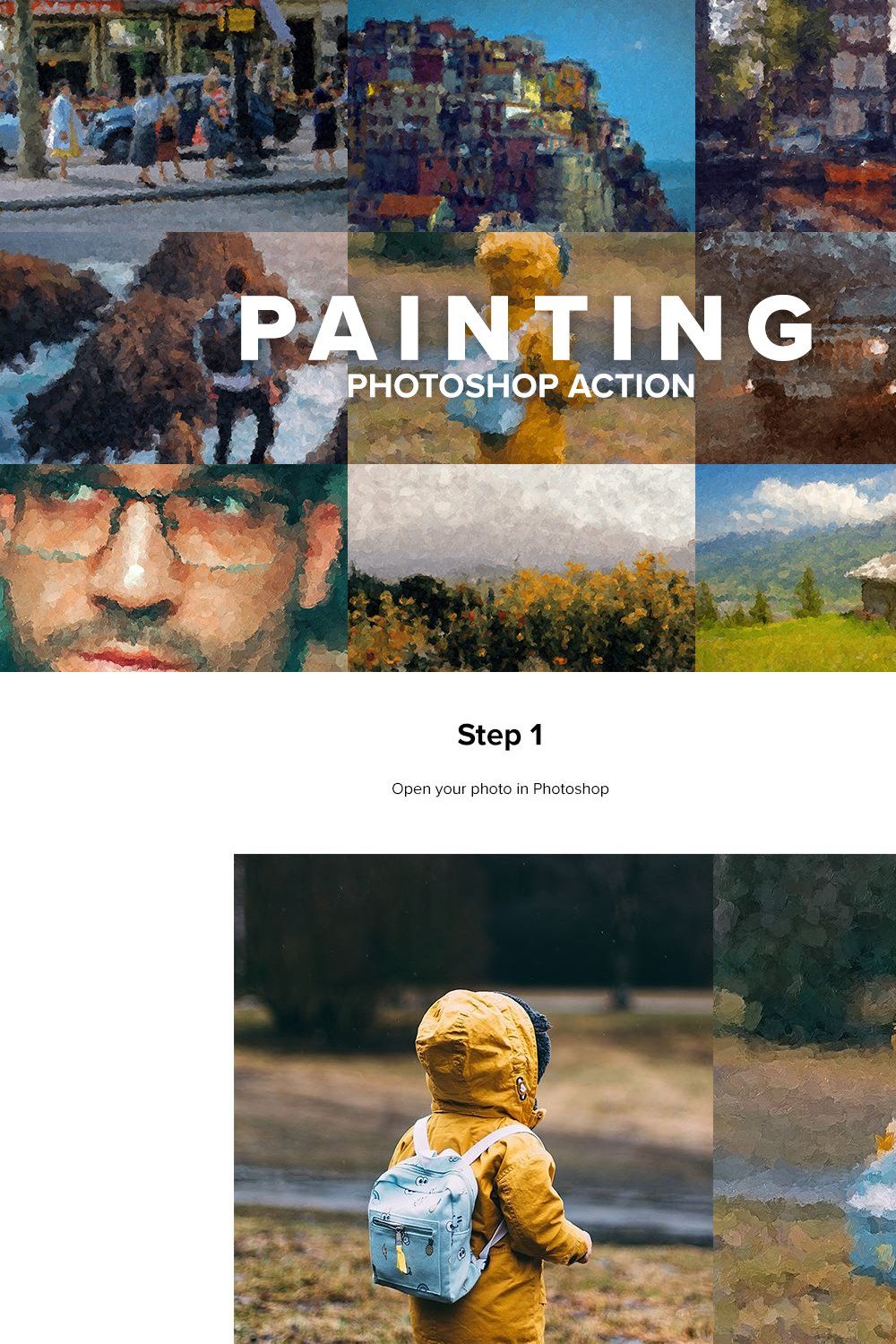 Painting Photoshop Action pinterest preview image.