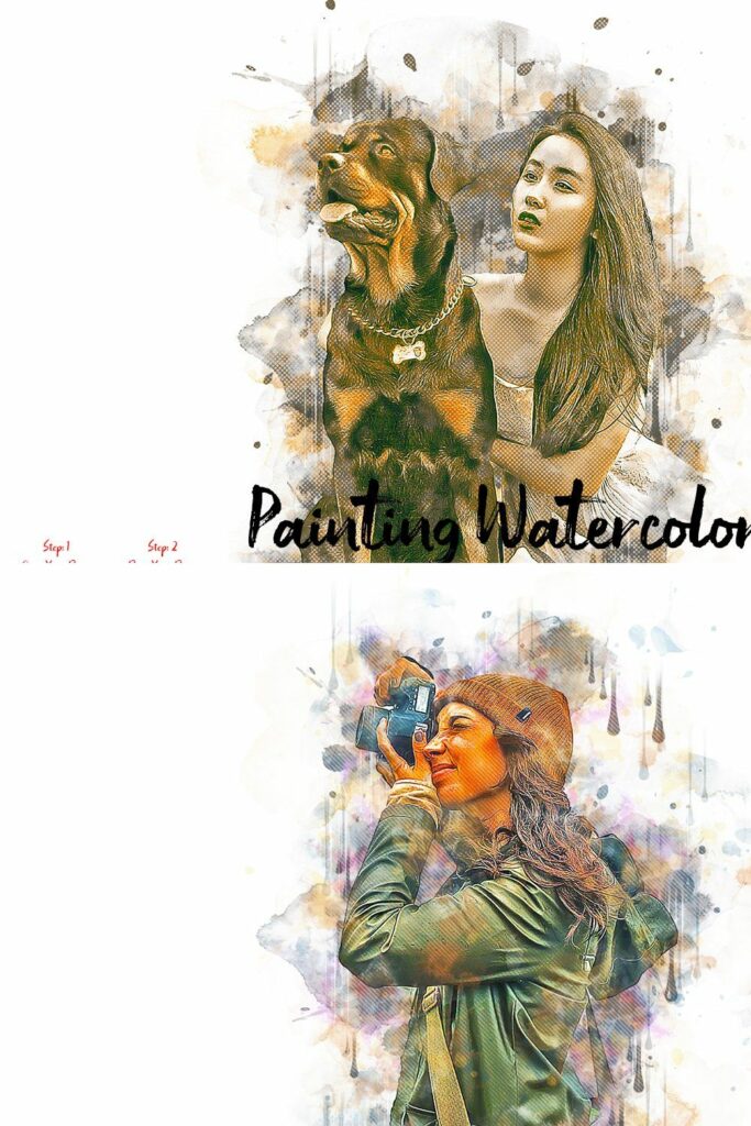 Painting Watercolor Photoshop Action – MasterBundles