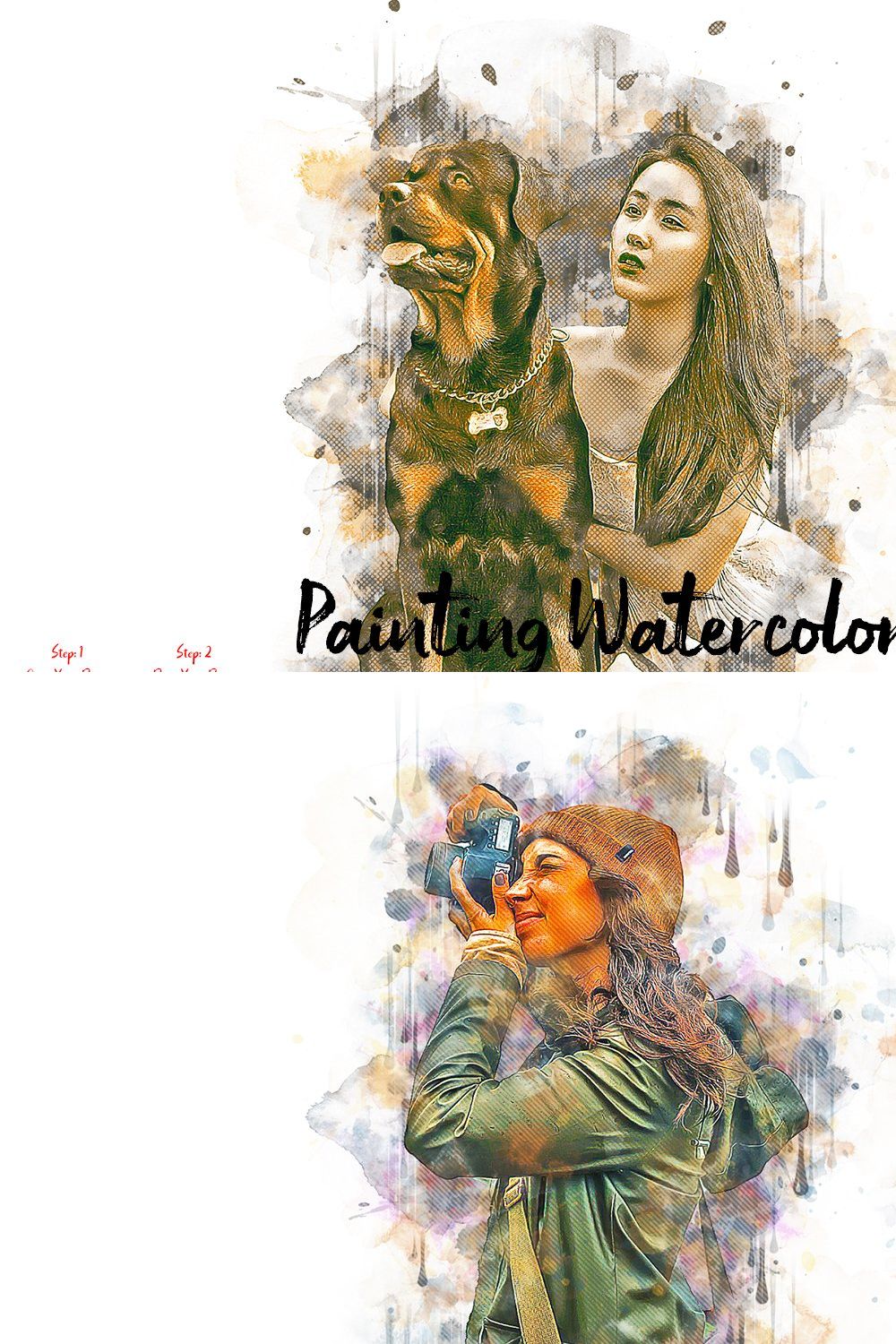 Painting Watercolor Photoshop Action pinterest preview image.