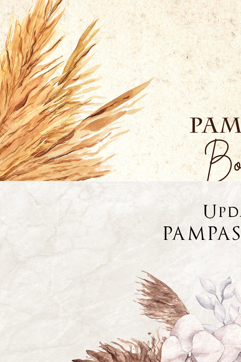 Pampas Boho. Watercolor collection pinterest preview image.