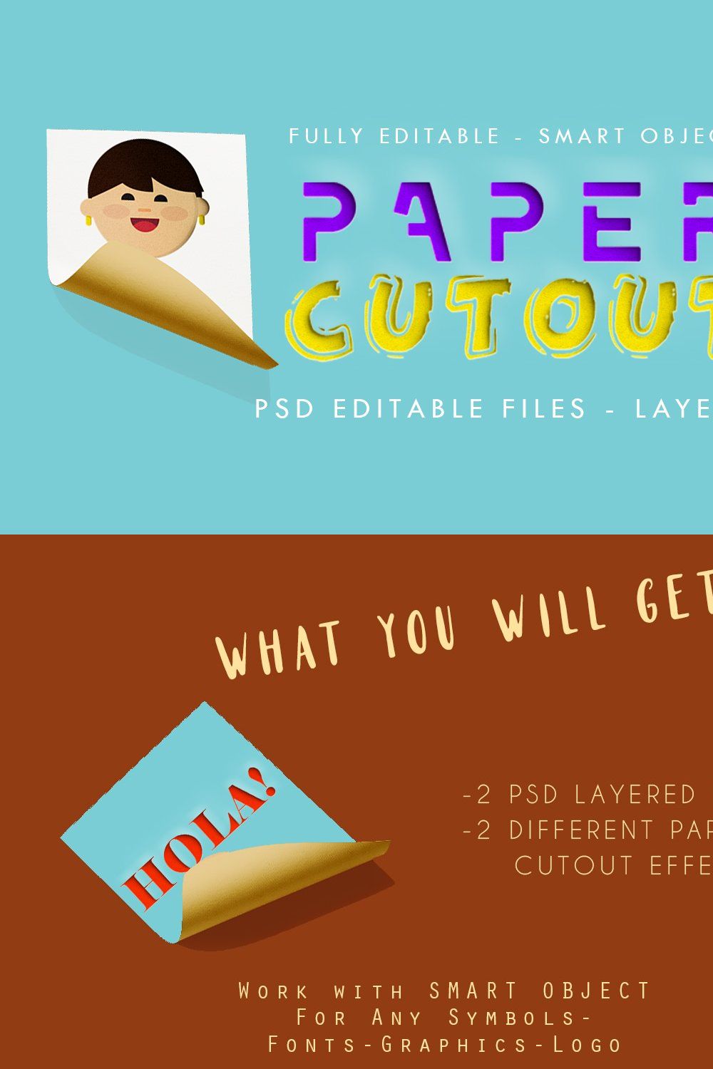 PAPER CUTOUT - Photoshop Layer pinterest preview image.