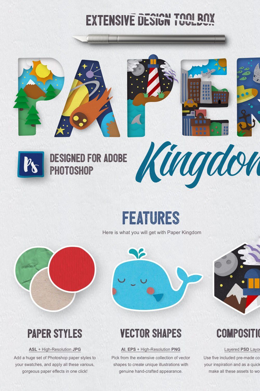 Paper Kingdom For Photoshop pinterest preview image.