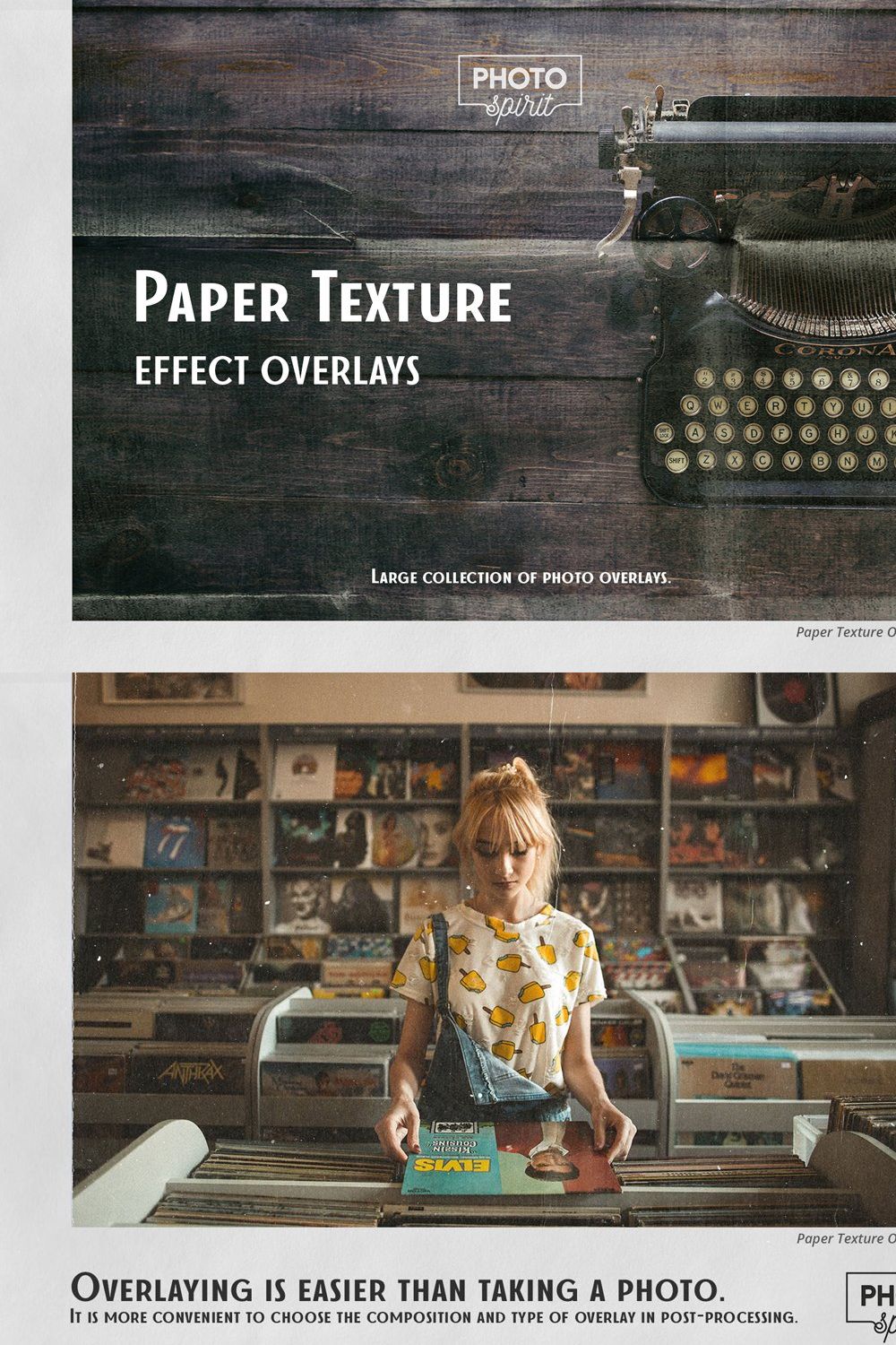 Paper Texture Effect Overlays pinterest preview image.