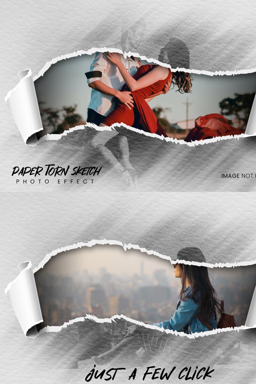 Paper Torn Photo Effect pinterest preview image.
