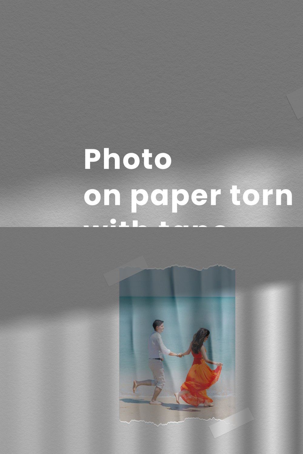 Paper Torn Tape Photo Effect Psd pinterest preview image.