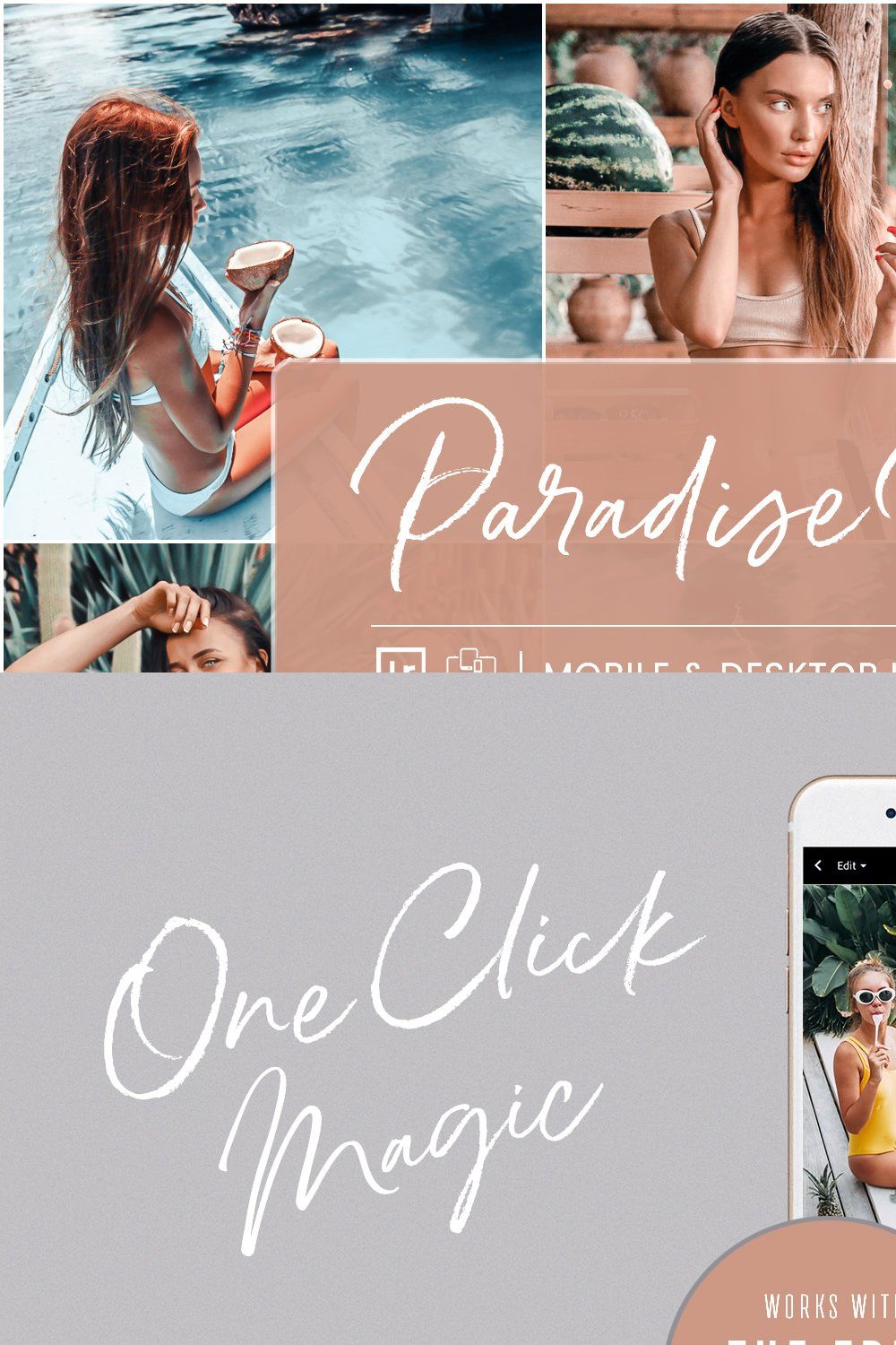 PARADISE BRIGHT LIGHTROOM PRESETS pinterest preview image.