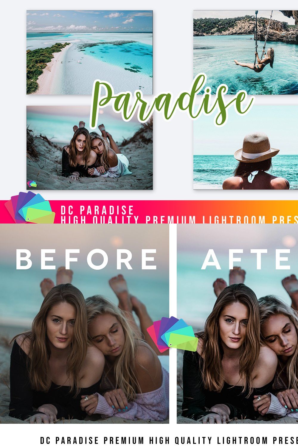 Paradise Lightroom Presets V1 pinterest preview image.