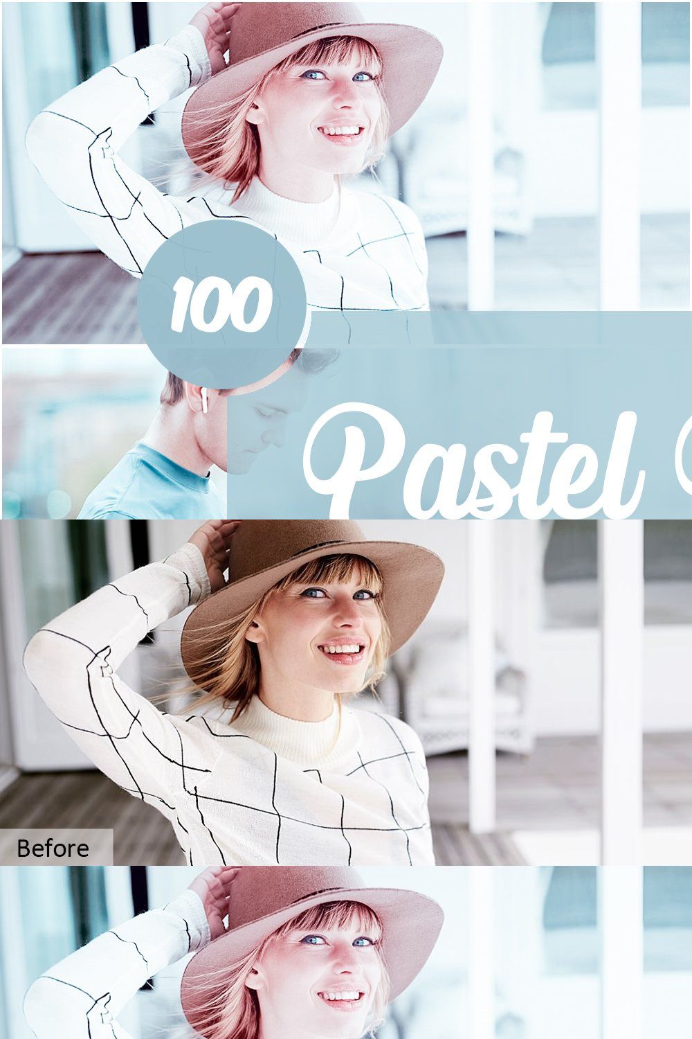 Pastel Colors Photoshop Actions pinterest preview image.