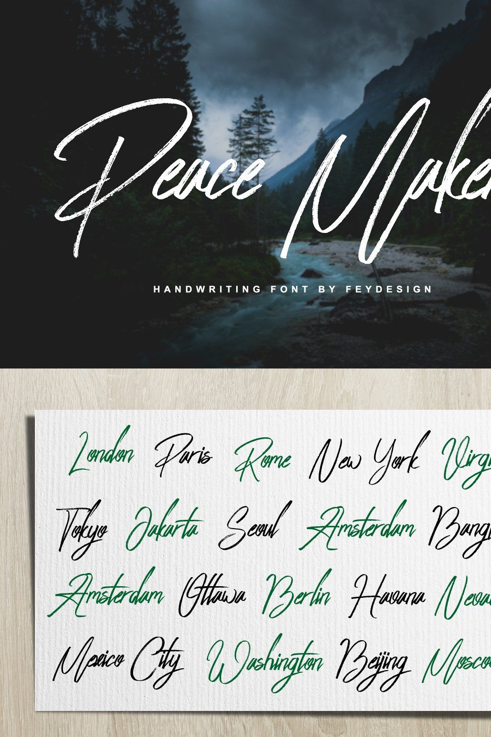 Peace Maker - Handletter Font pinterest preview image.