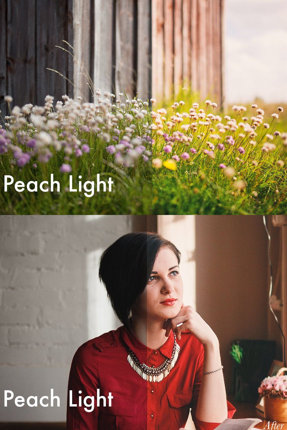 Peach Light - Lightroom Preset pinterest preview image.