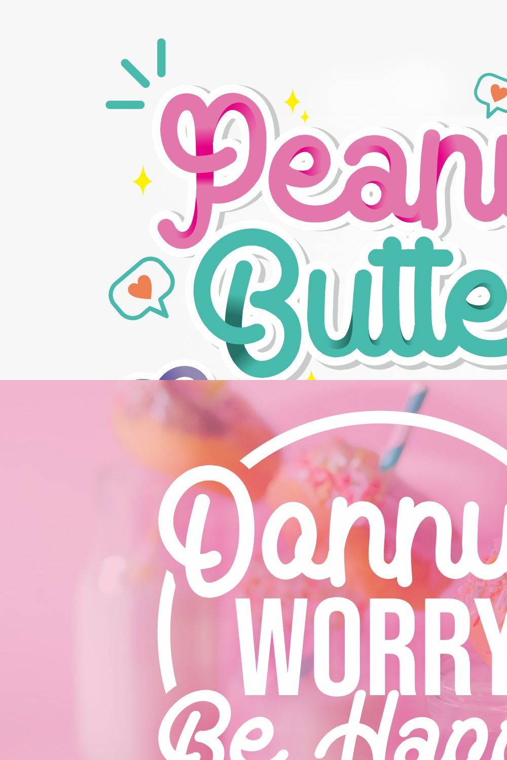 Peanut Butter, a sweet script font pinterest preview image.