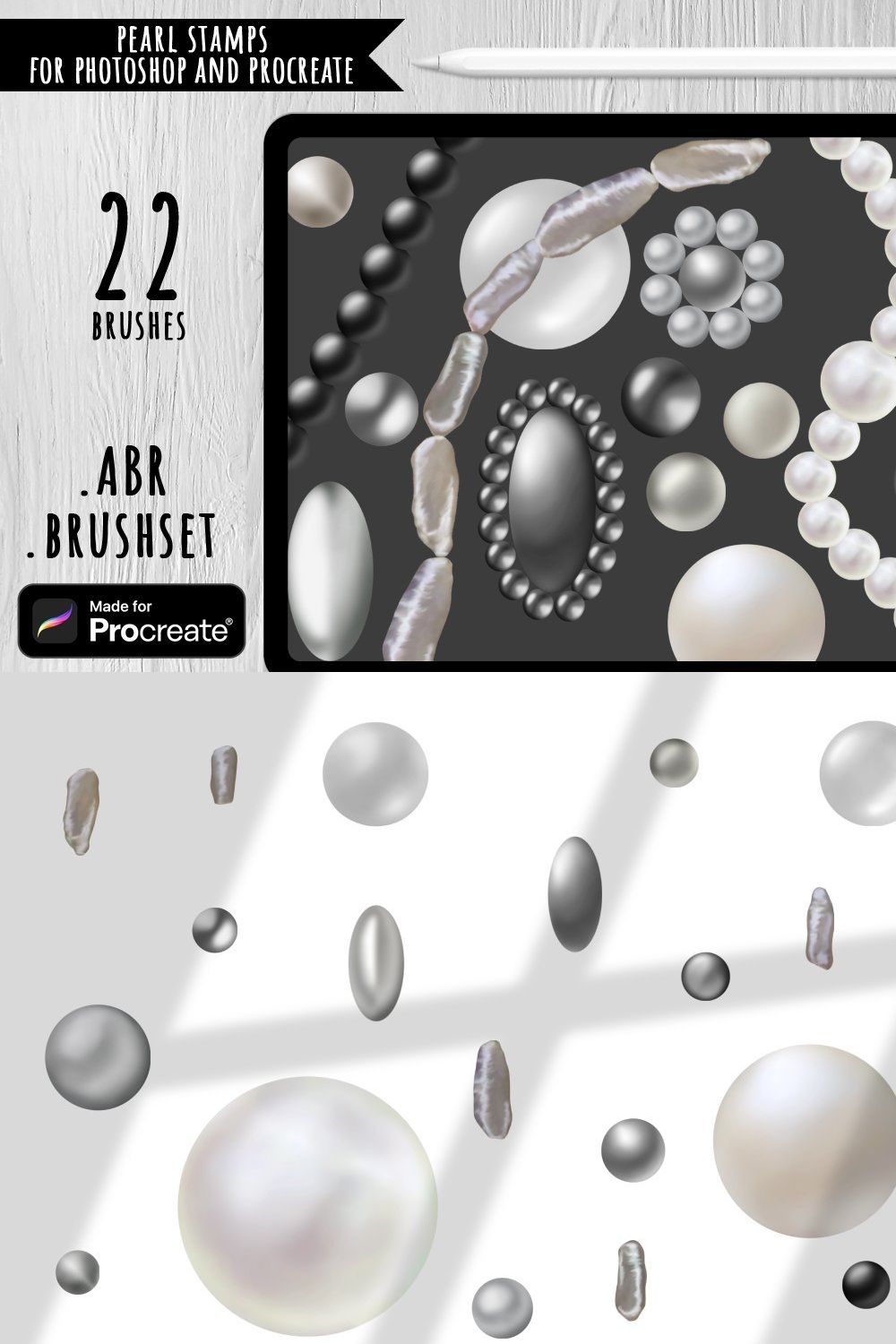Pearl Stamp Brushes pinterest preview image.