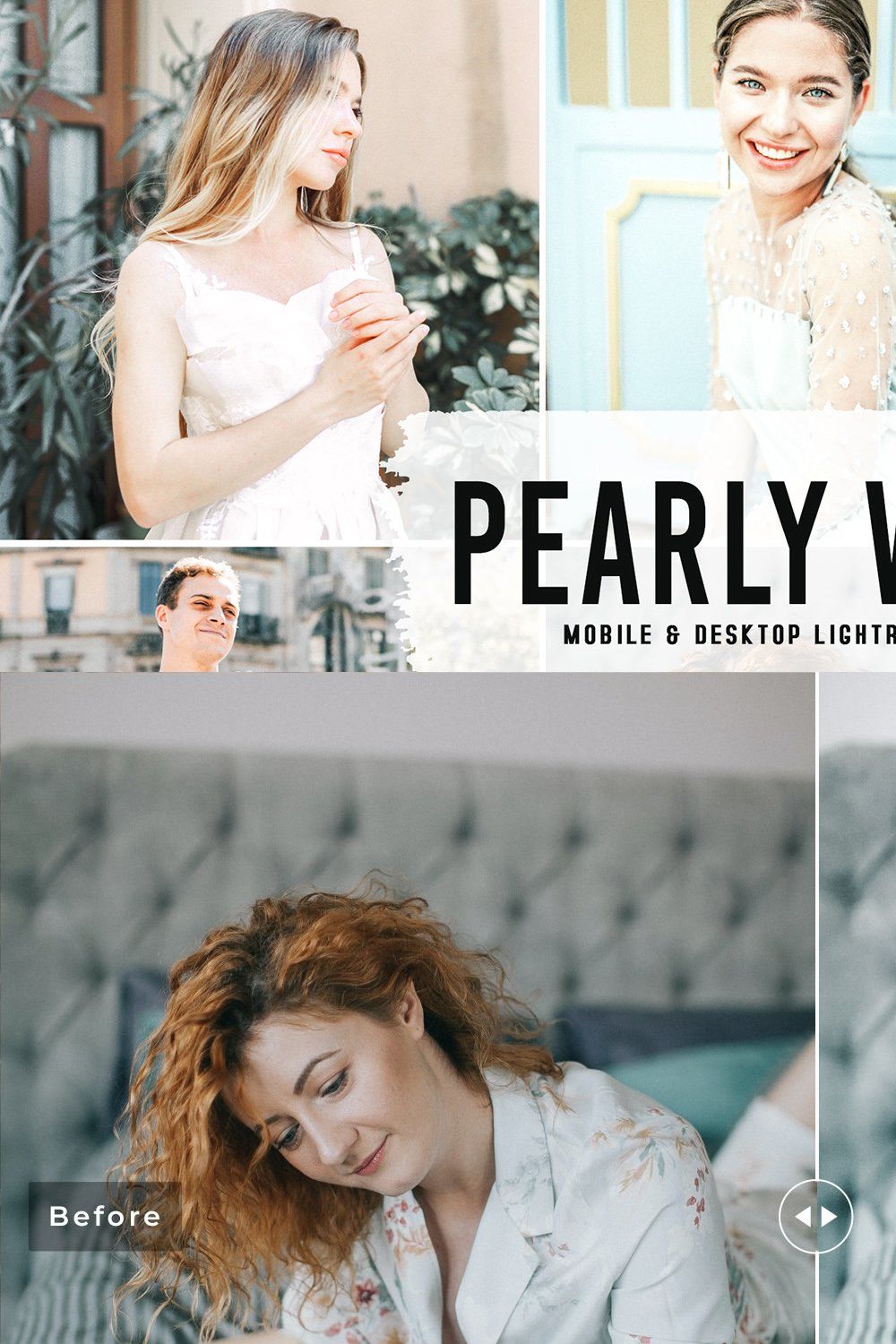 Pearly White Pro Lightroom Presets pinterest preview image.