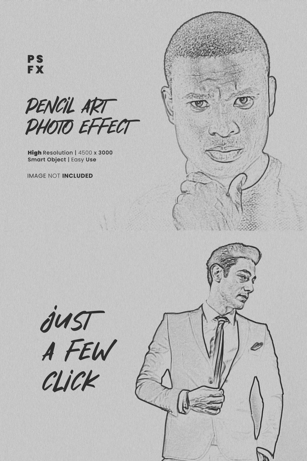 Pencil Art Photo Effect Psd pinterest preview image.