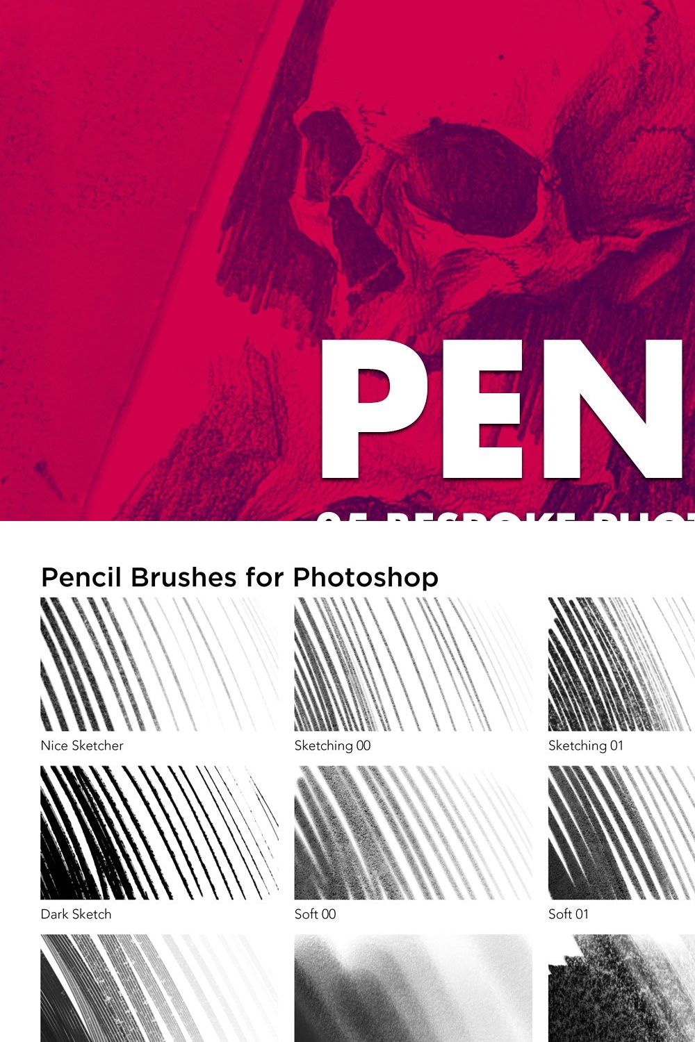 Pencil Brush Set for Photoshop pinterest preview image.