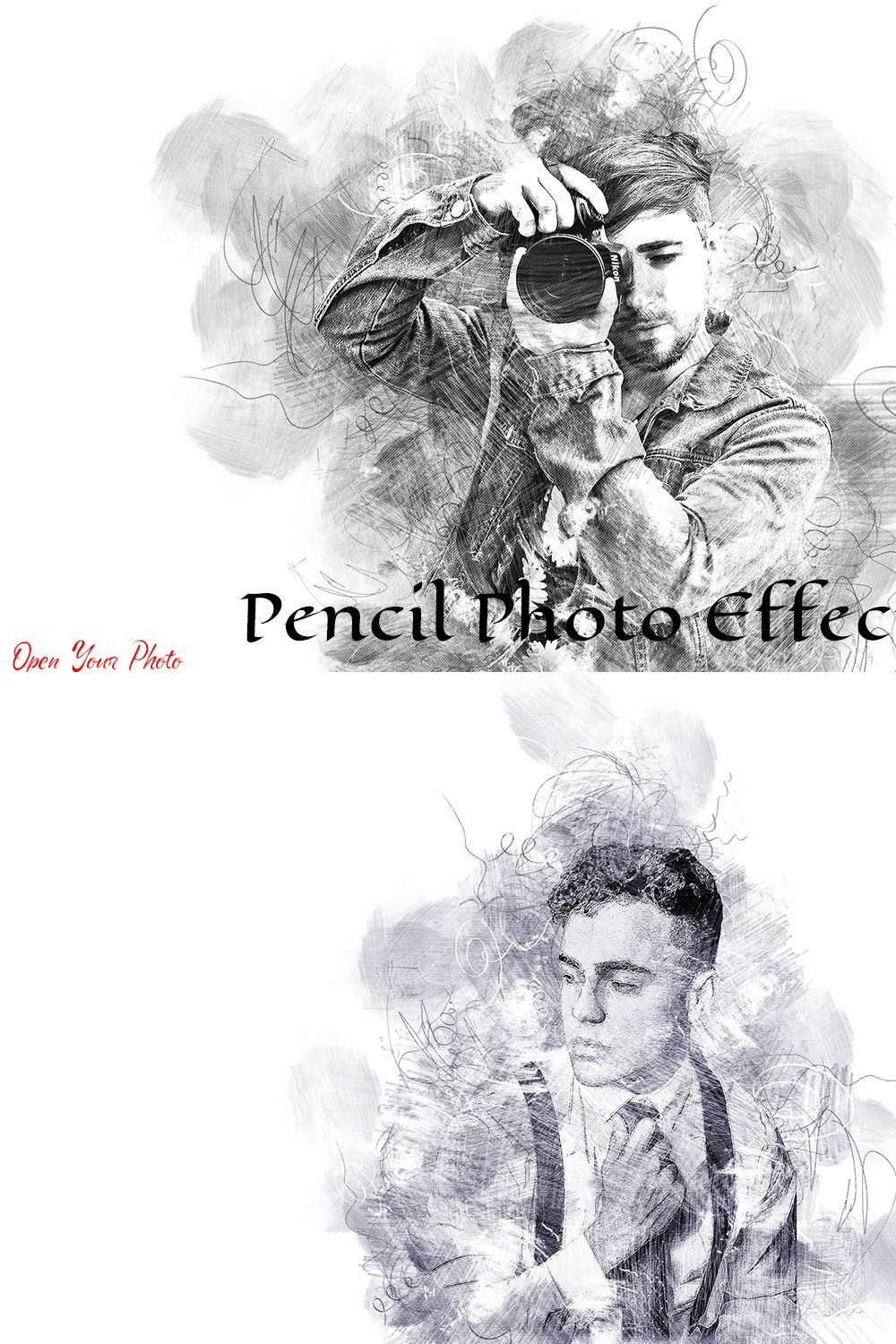 Pencil Photo Effect Photoshop Action pinterest preview image.