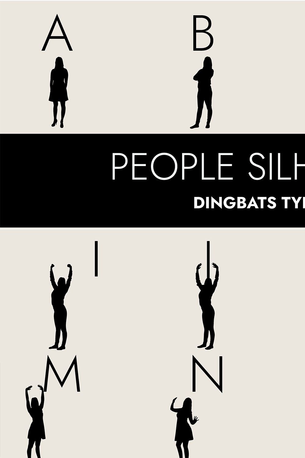 People Silhouettes Dingbats Font pinterest preview image.