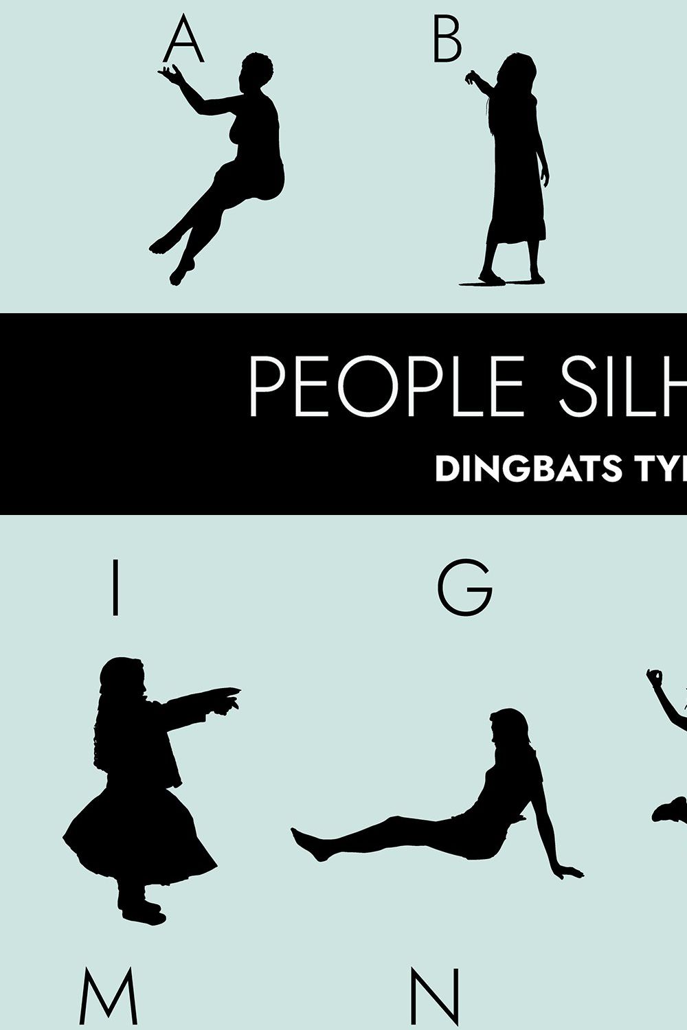 People Silhouettes Dingbats Font pinterest preview image.