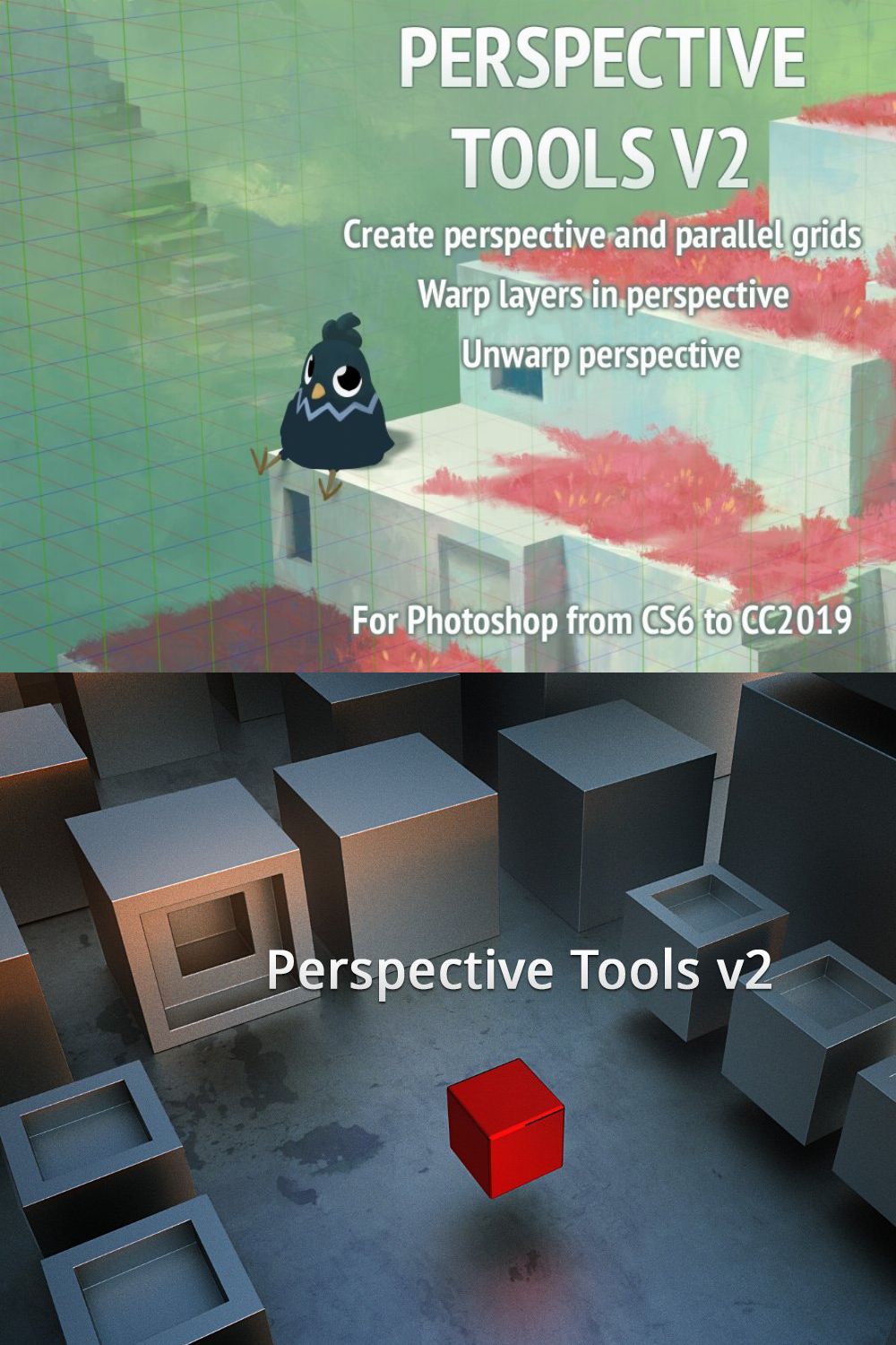 Perspective Tools v2 for Photoshop pinterest preview image.