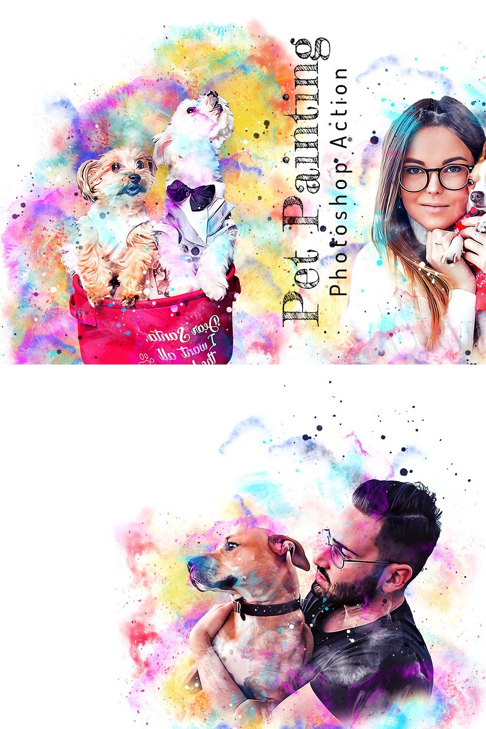 Pet Painting Photoshop Action pinterest preview image.