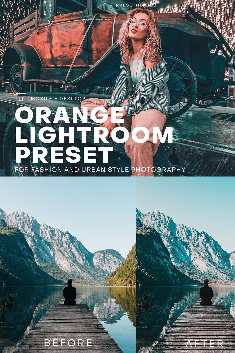 PH Orange Lightroom Presets V1 pinterest preview image.