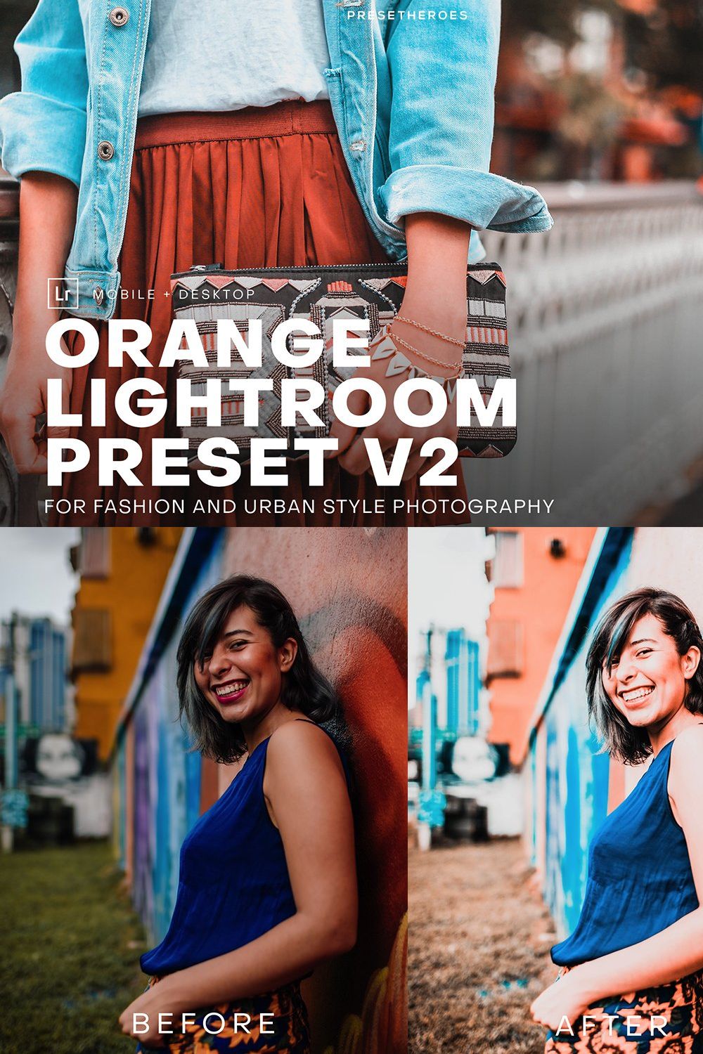 PH Orange Lightroom Presets V2 pinterest preview image.