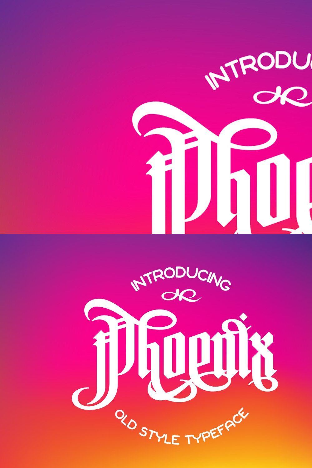 Phoenix gothic font pinterest preview image.