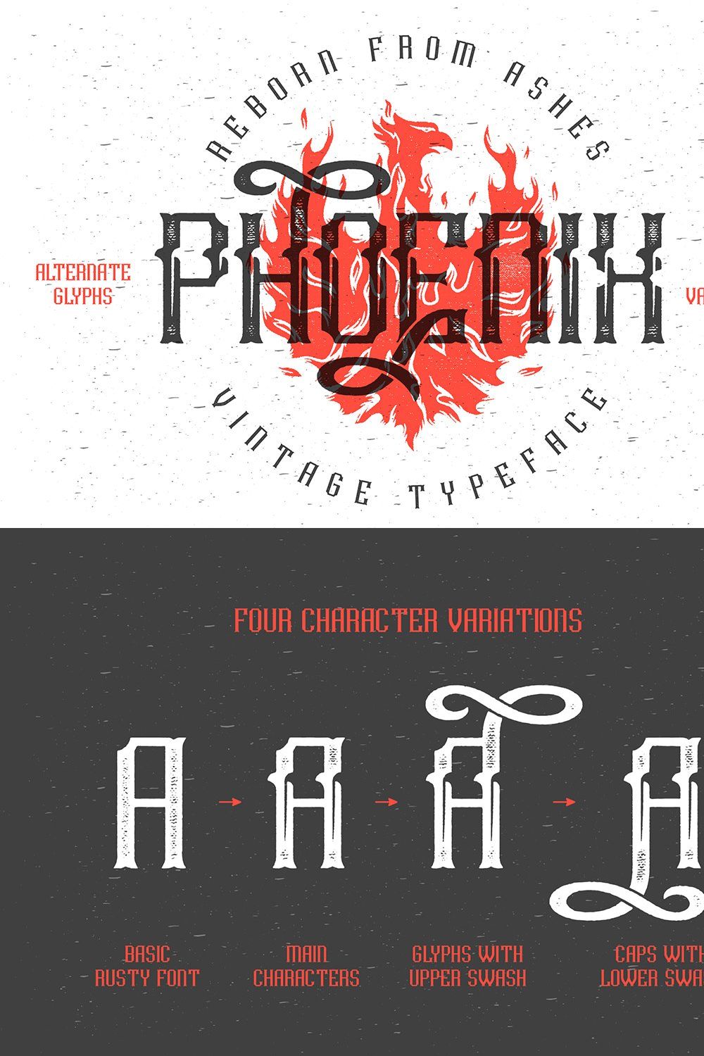 Phoenix typeface pinterest preview image.