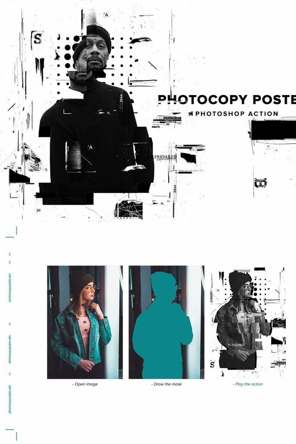Photocopy Glitch Poster PS Action pinterest preview image.