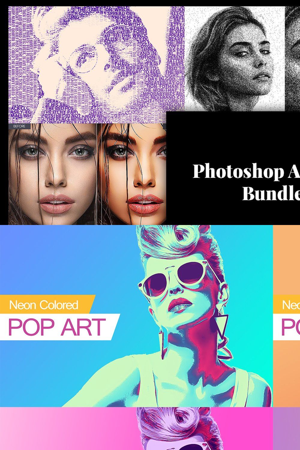 Photoshop Actions Bundle 8/1 pinterest preview image.