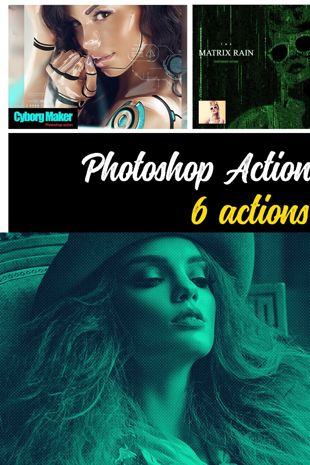 Photoshop Actions Bundle V4 pinterest preview image.