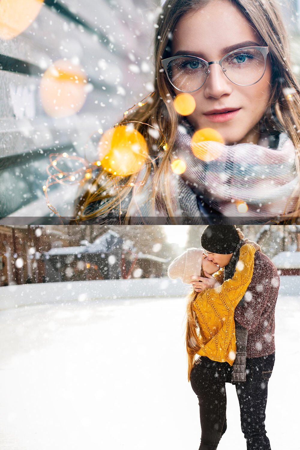 Photoshop Actions - Snowy Flakes pinterest preview image.