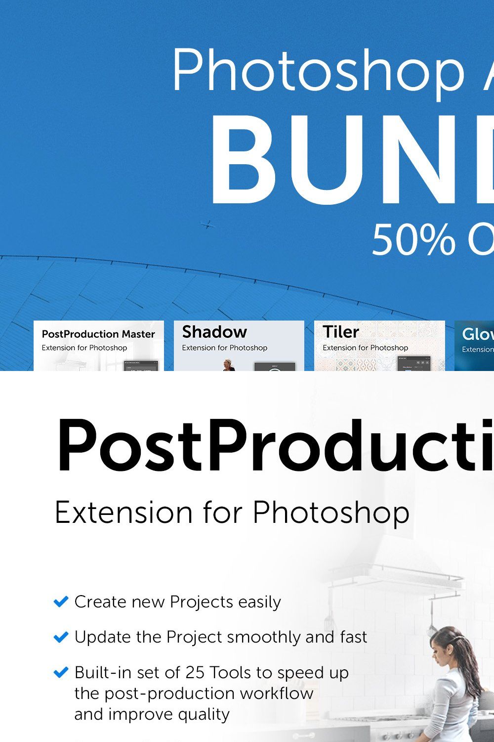 Photoshop Add-Ons Bundle pinterest preview image.