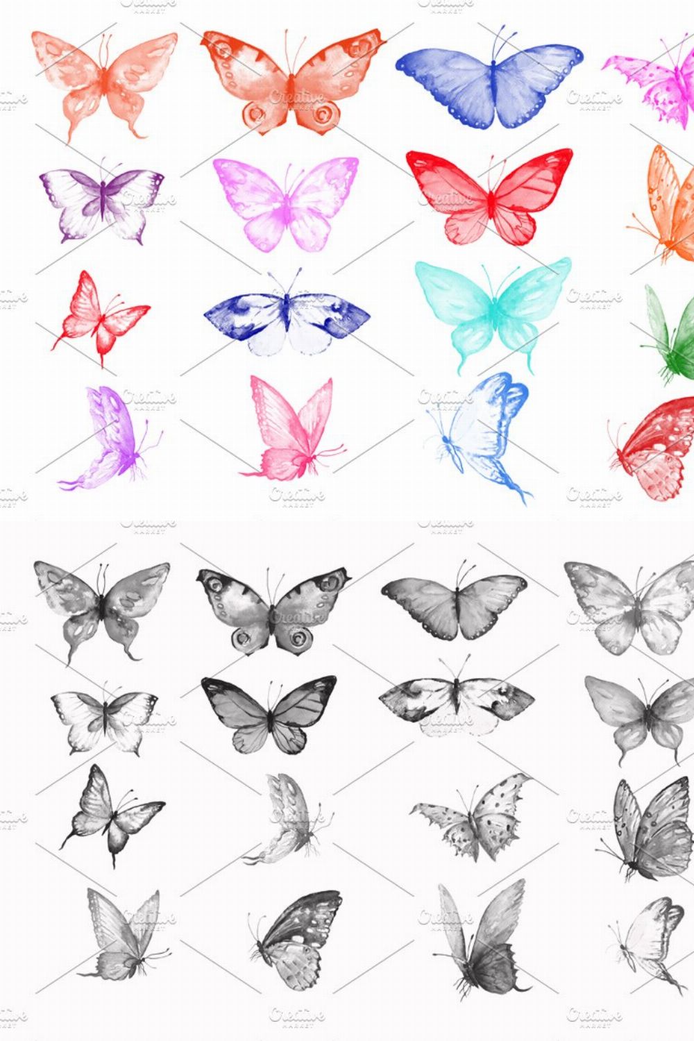 Photoshop Brush Watercolor Butterfly pinterest preview image.