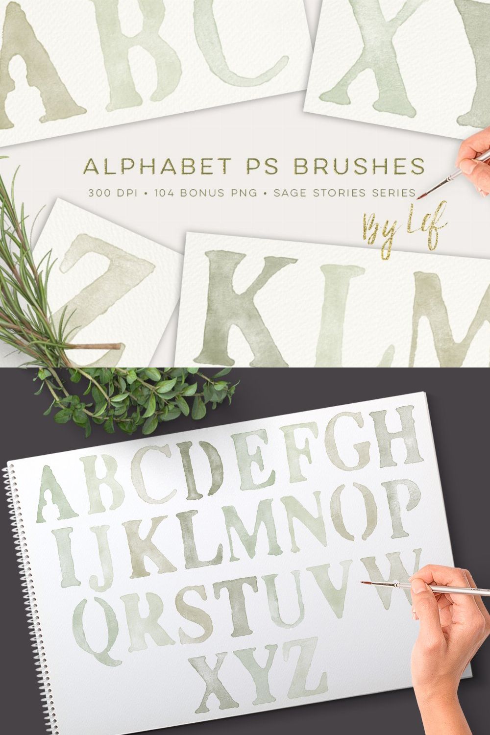 Photoshop Brushes Alphabet pinterest preview image.