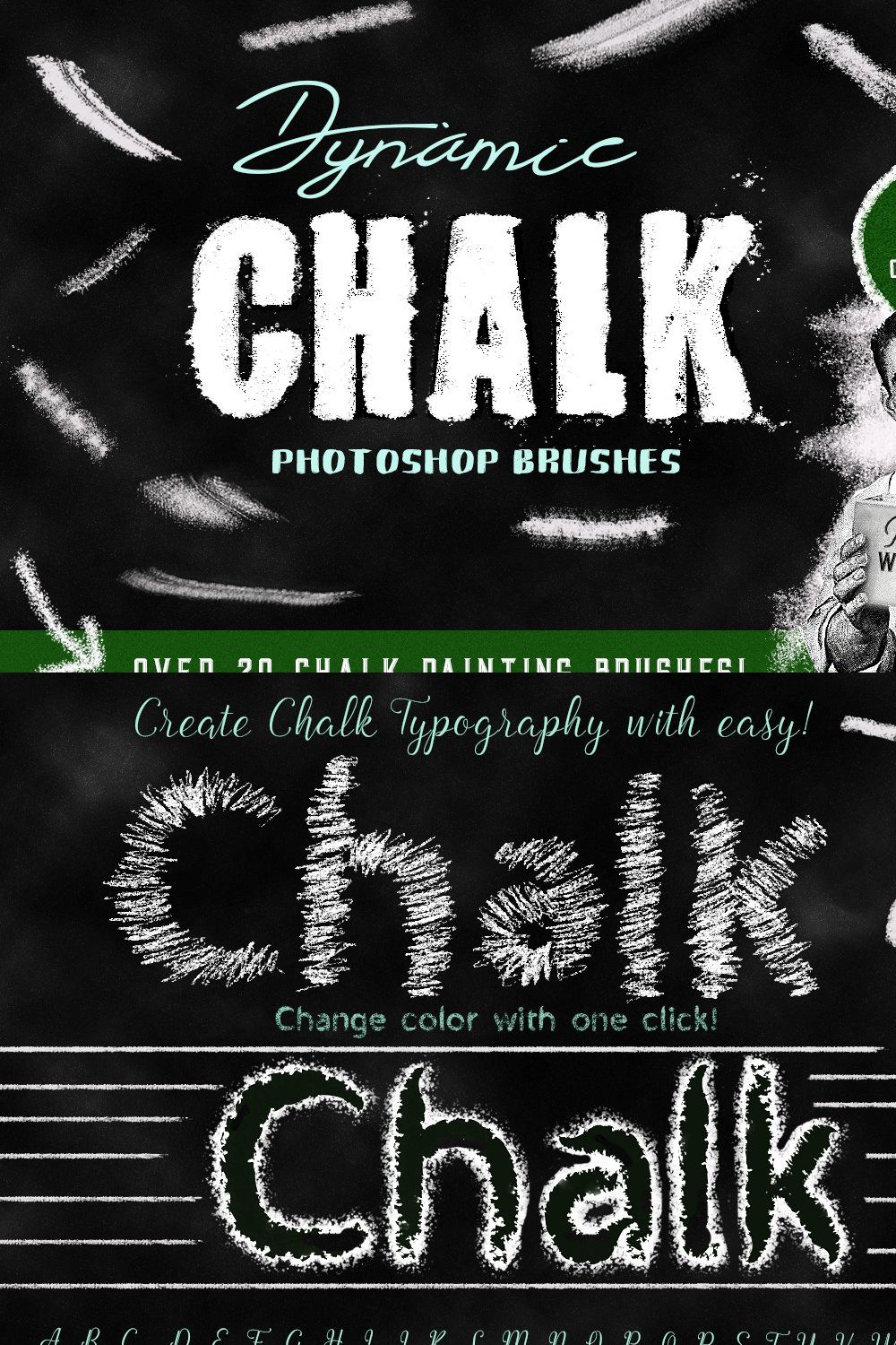 Photoshop brushes chalk & Styles pinterest preview image.