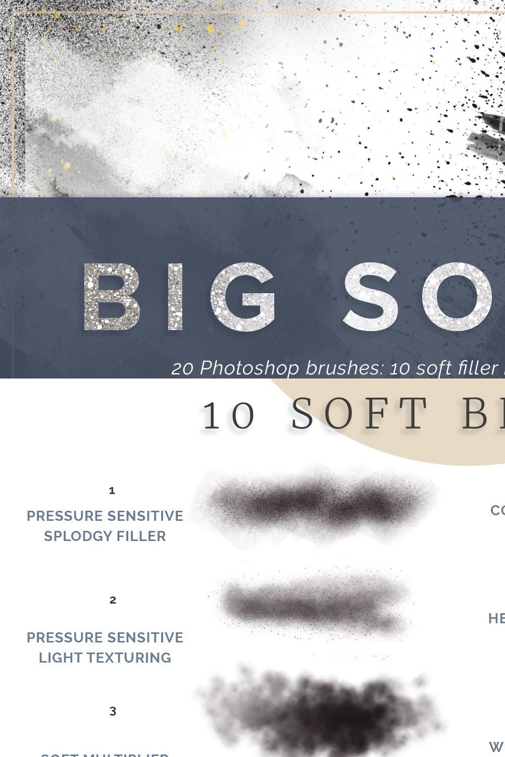Photoshop brushes, stamps, soft ink pinterest preview image.