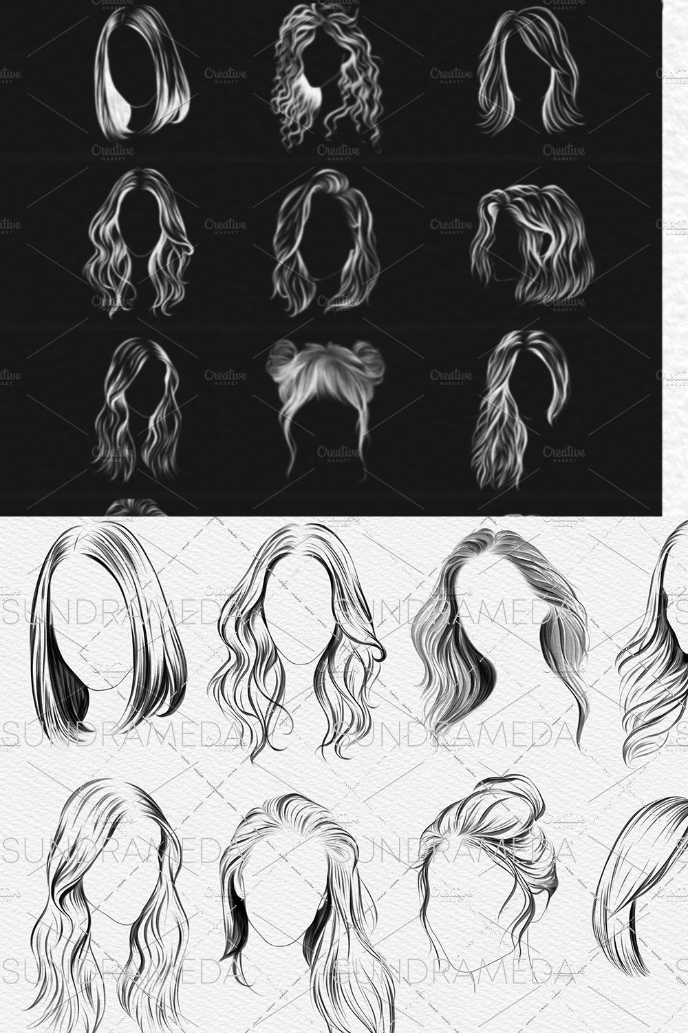 Photoshop Hairstyle Stamps Brushes pinterest preview image.