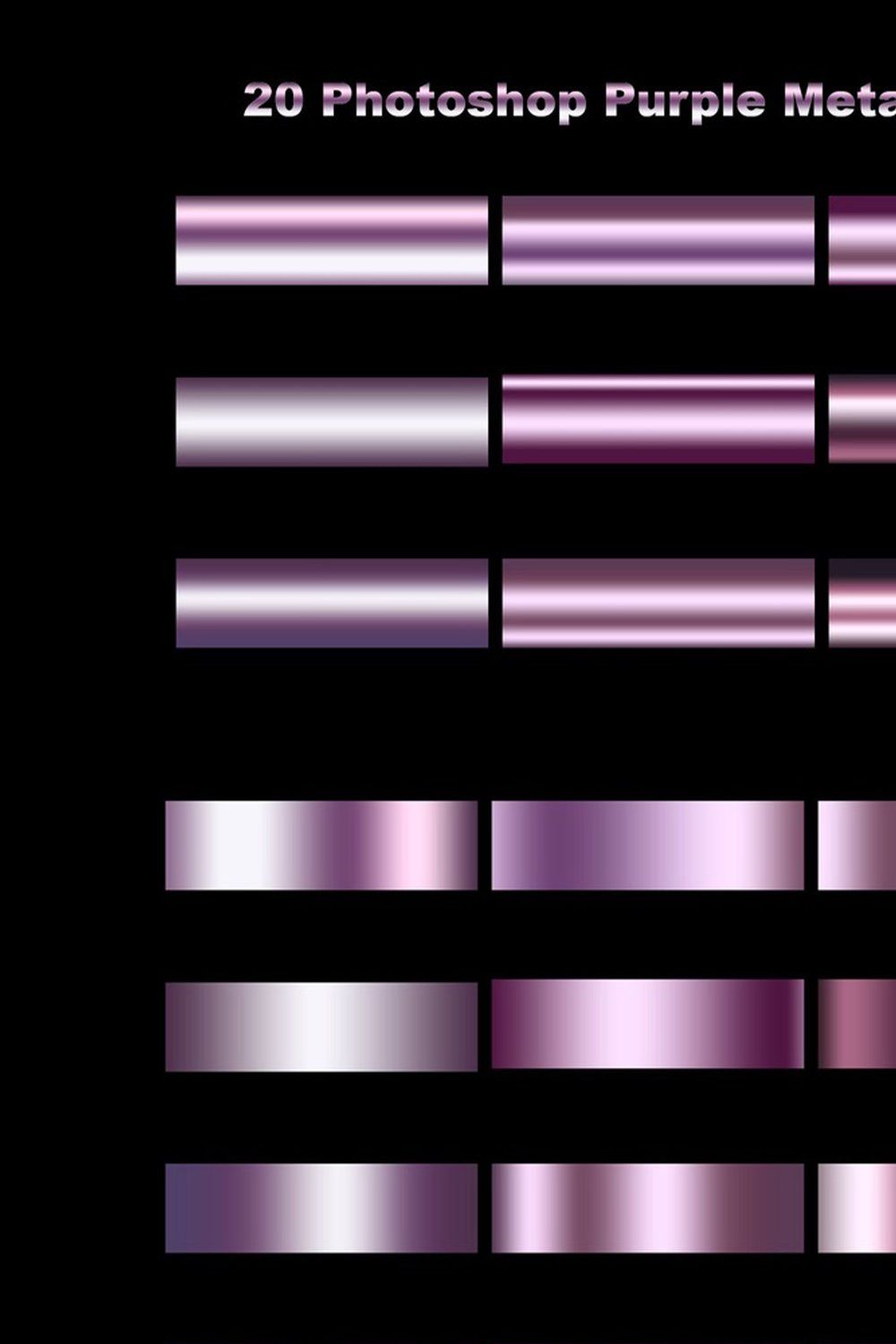 Photoshop metallic purple gradients pinterest preview image.