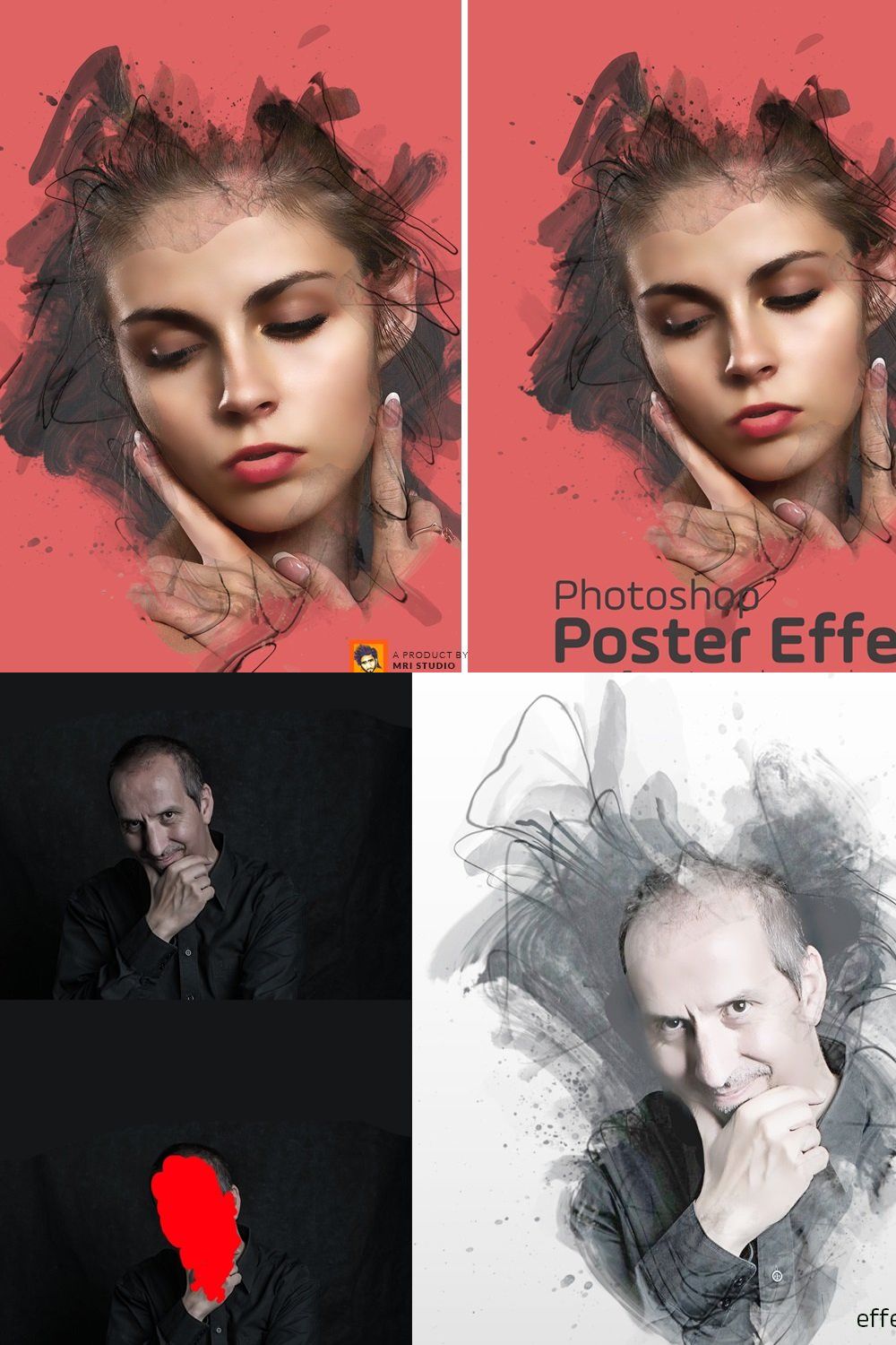 Photoshop Poster Effect pinterest preview image.